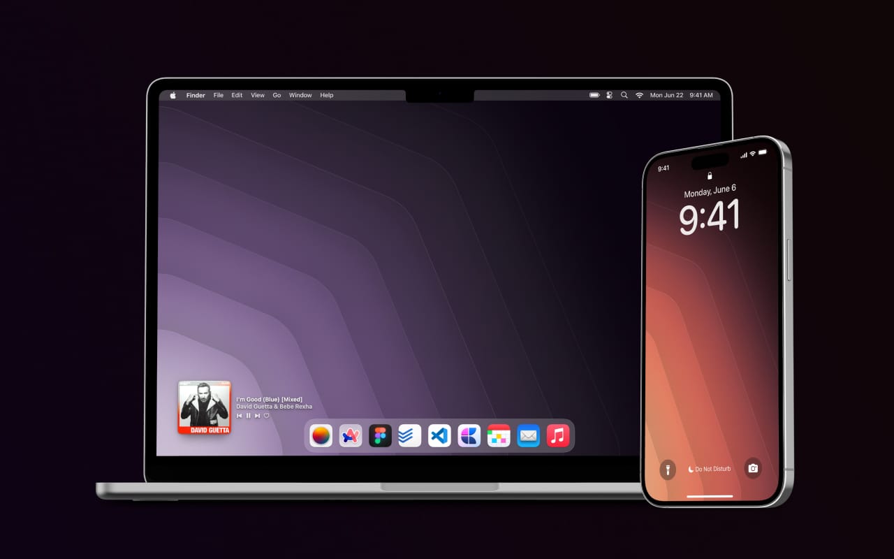 The wallpaper Gradience showcased on an iPhone and a MacBook