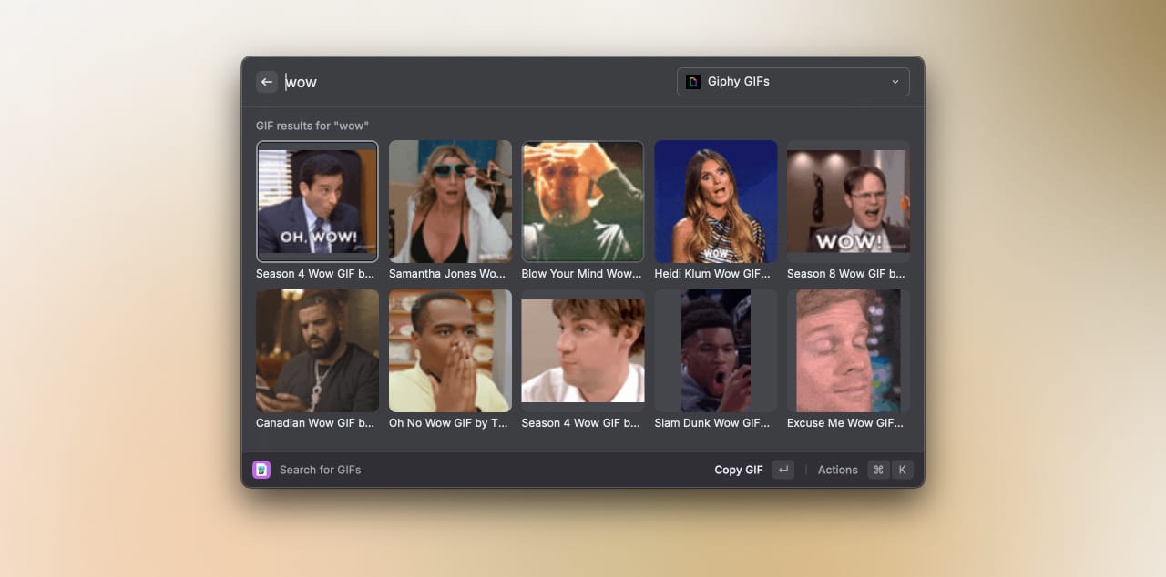 Searching for GIFs in Raycast