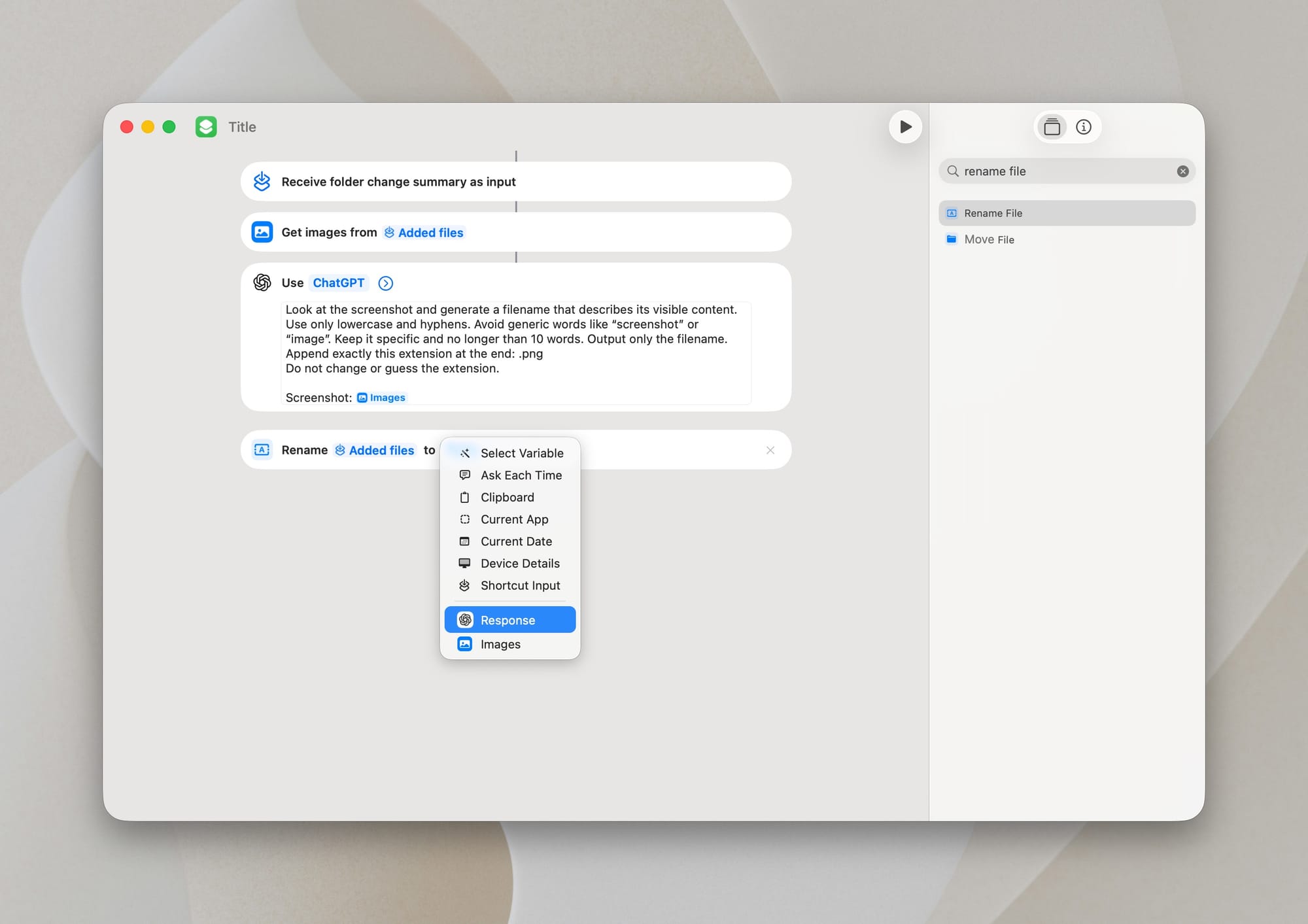 Automate macOS screenshots with AI and make file discovery effortless