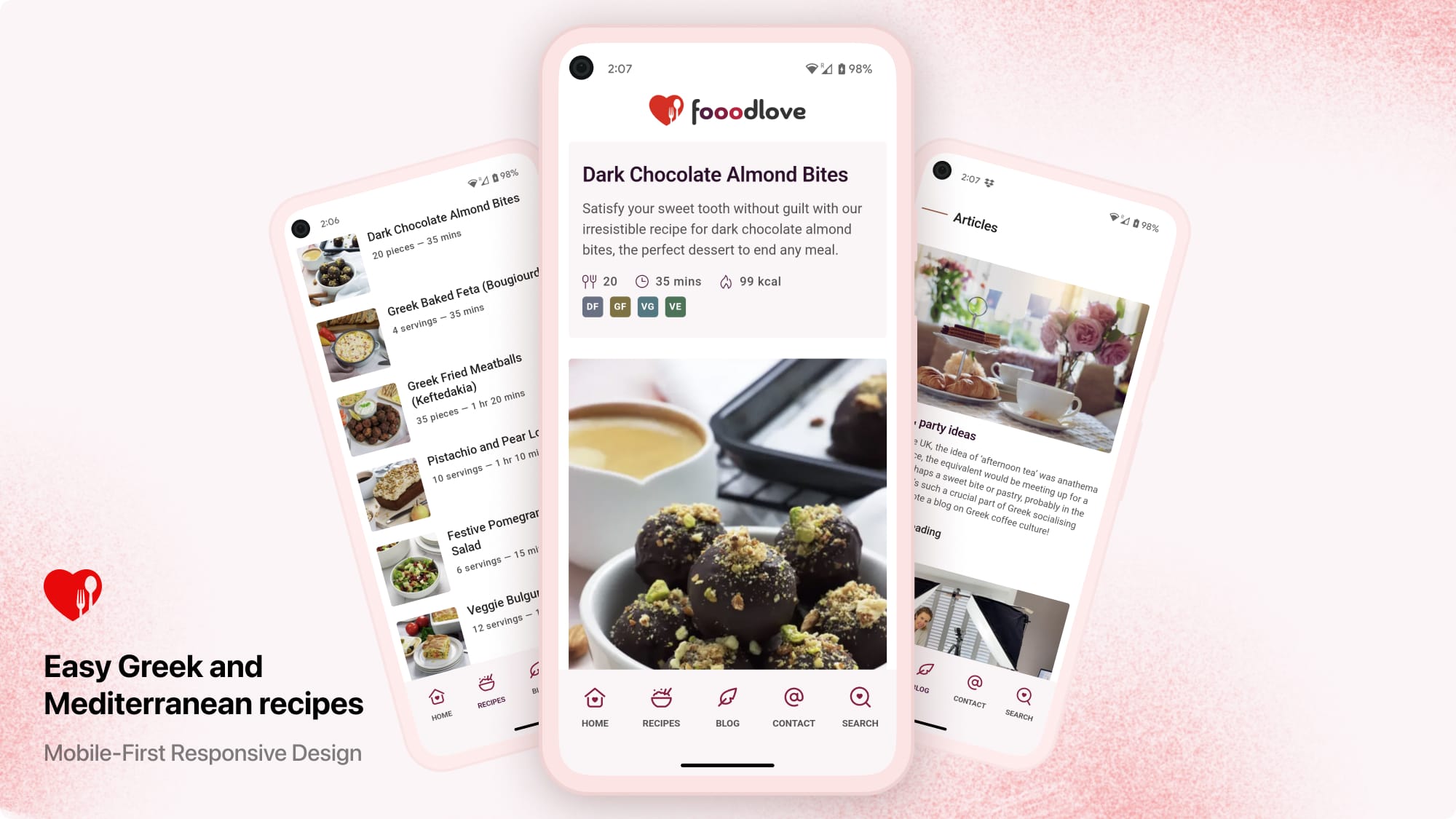 Fooodlove showcased on multiple Android devices