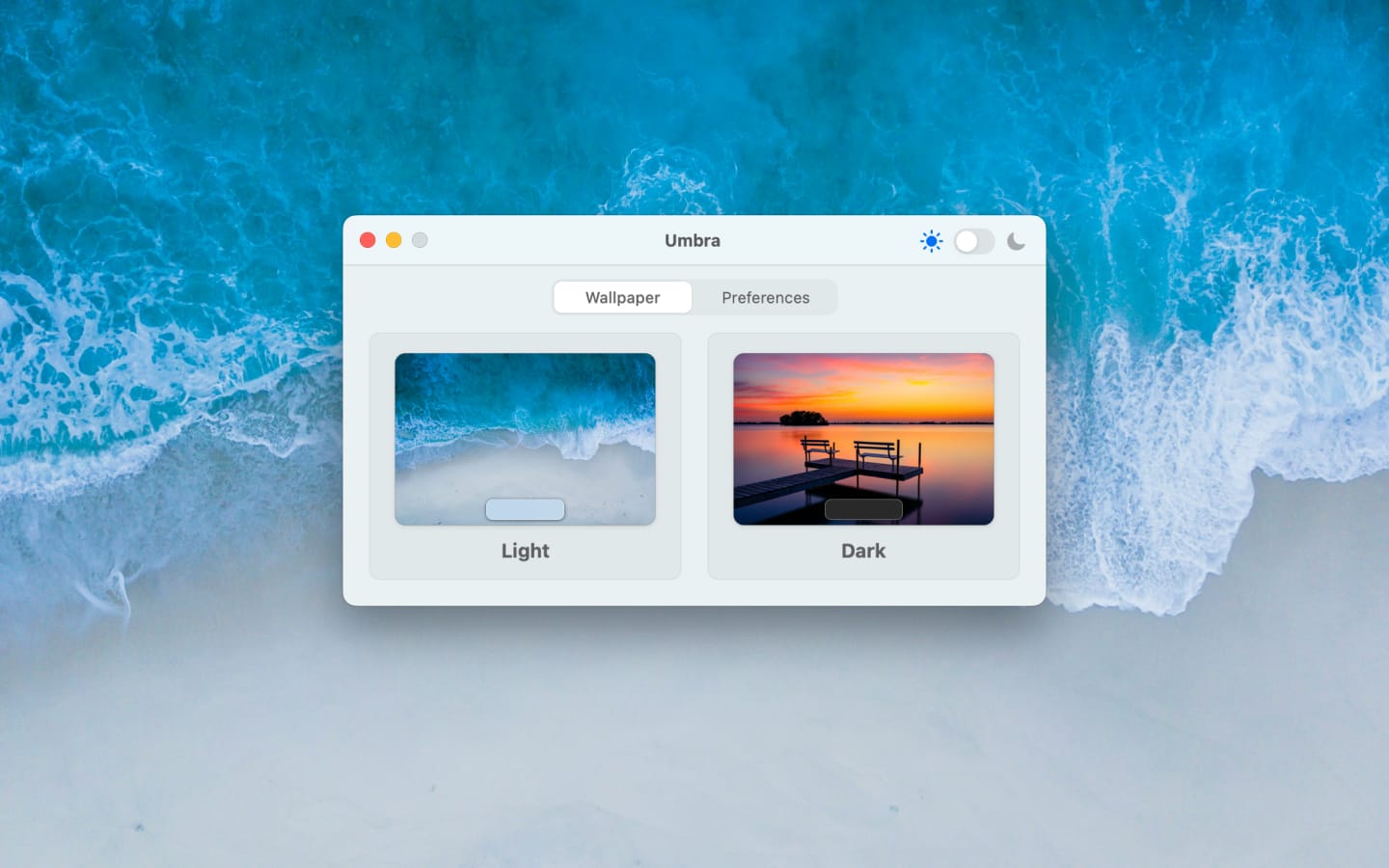 Screenshot of Umbra app’s wallpaper settings on macOS